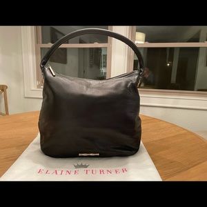 Elaine Turner Black soft leather hobo shoulder bag. Perfect condition.